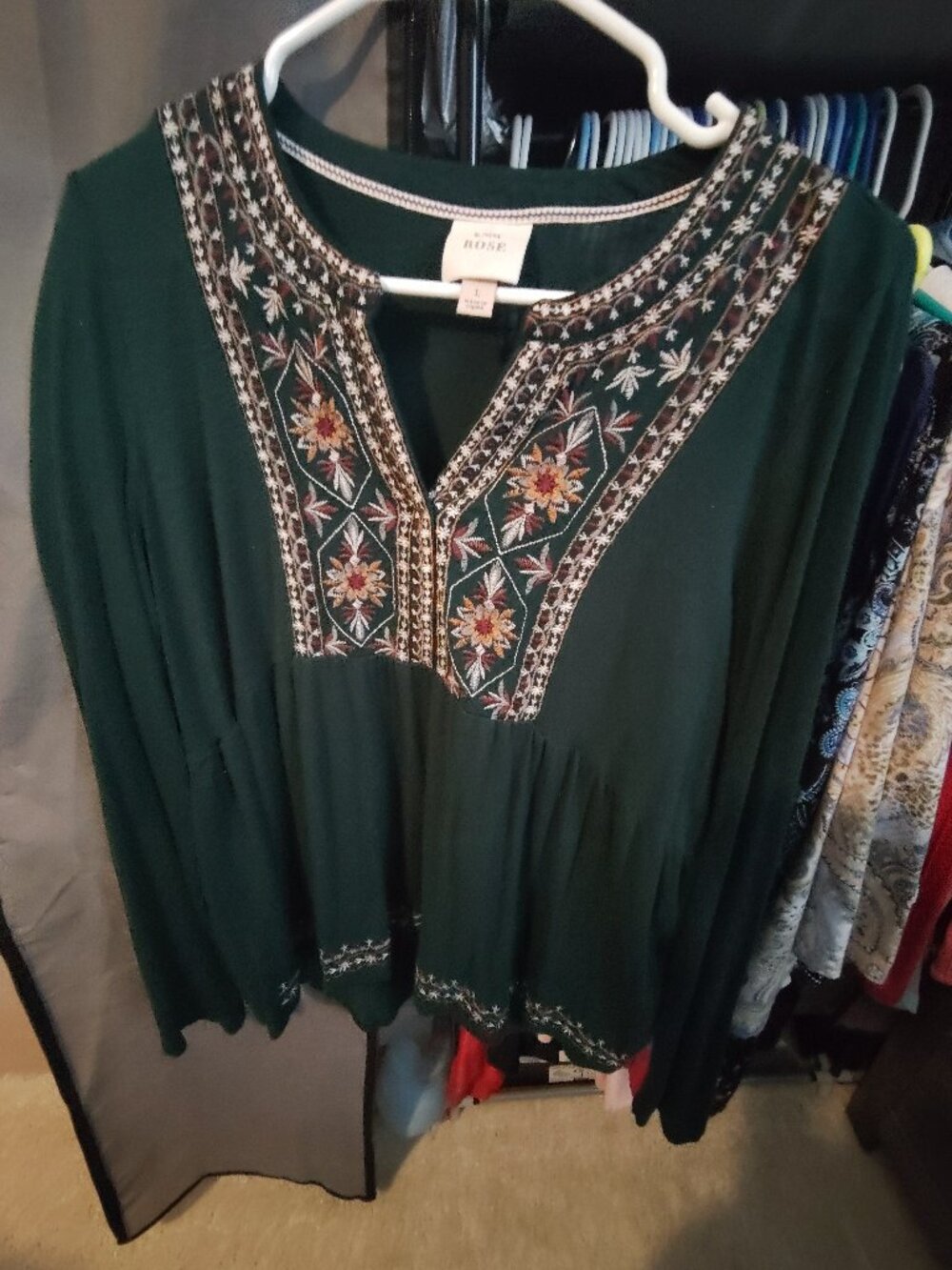 Long sleeved embroidered blouse size Large